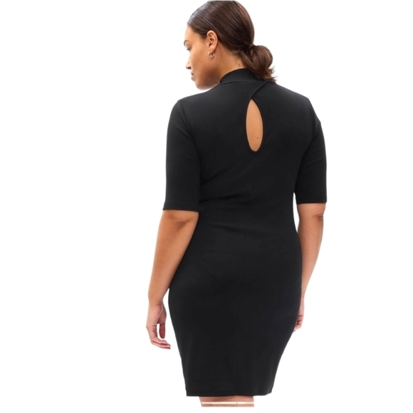 GAP Women Modern Mockneck Mini Dress Dried Moss 3/4 Sleeves Fitted Sz LG NWT - Picture 9 of 15